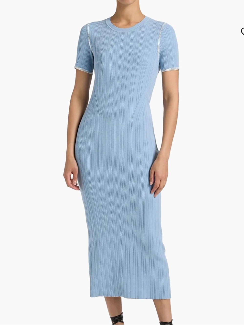 rag & bone Light Blue Ribbed Knit Midi Dress